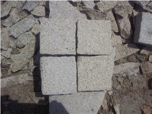 Sunset Golden Yellow Granite ,G682 Bush Hammered Cube Stone,Cobble Stone,Cube Stone,Floor Covering,Paving Sets,Walkway Pavers,Garden Stepping Pavements