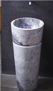 Yabo Grey/Gray Marble Pedestal Basins,Bathroom Sinks,Wash Basins,Round Basins,Round Sinks,Natural Stone Pedestal Basins,Marble Stone Basins Yabo Grey/Gray Marble Pedestal Basins,Bathroom Sinks,Wash Basins,Round Basins,Round Sinks,Natural Stone Pedestal Basins,Marble Stone Basins
