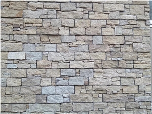 Yellow Rustic Quartzite Stone Veneer Wall Cladding Cement-Mounted Ledge Stone