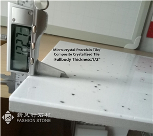 Micro-Crystal Porcelain/Crystallized Glass Veneer,Ceramic Backing/Man-Made Stone/Foshan China Composite Stonetile/Two Layers Tiles/Beige&White Color/ Interior&Building/Flooring