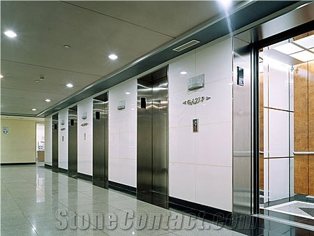 White Nano Glass Outer Wall Tile Pillar,Man-Made Crystal Marble Slabs & Tiles,Made in Foshan,China.
