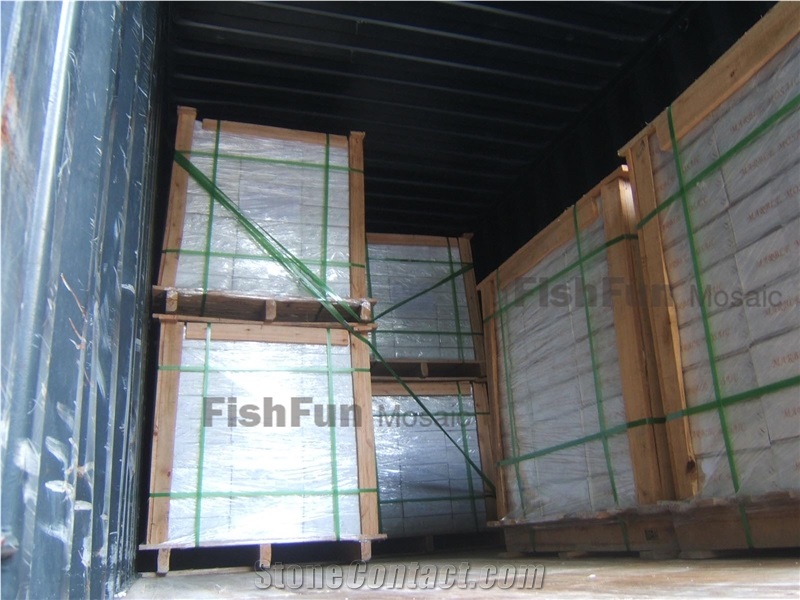 I-Shape Marble Mosaic 15*98*7.9, Athen Grey Marble Mosaic, Grey Marble Mosaic, Polished Surface, Garden & Balcony Marble and Glass Mosaic, Kitchen Marble and Glass Mosaic