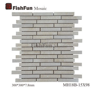 I-Shape Marble Mosaic 15*98*7.9, Galala Marble Mosaic, Yellow Marble Mosaic, Polished Surface, Garden & Balcony Marble and Glass Mosaic, Kitchen Marble and Glass Mosaic