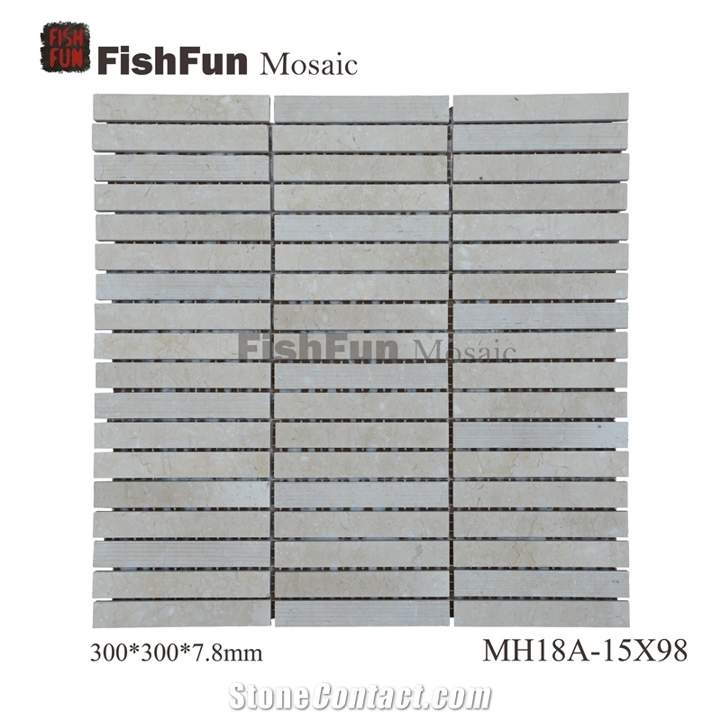 Marble Mosaic 15*98*7.8, Galala Marble Mosaic, Yellow Marble Mosaic, Polished Surface, Garden & Balcony Marble and Glass Mosaic, Kitchen Marble and Glass Mosaic