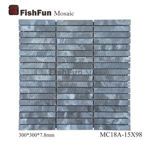 Marble Mosaic 15*98*7.8, Oman Grey Marble Mosaic, Grey Marble Mosaic, Polished Surface, Garden & Balcony Marble and Glass Mosaic, Kitchen Marble and Glass Mosaic