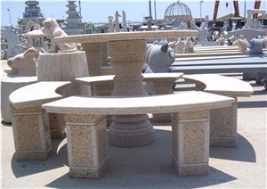 Granite Garden Bench, Outdoor Benches, Park Benches, Granite Chair, Round Stone Table Bench