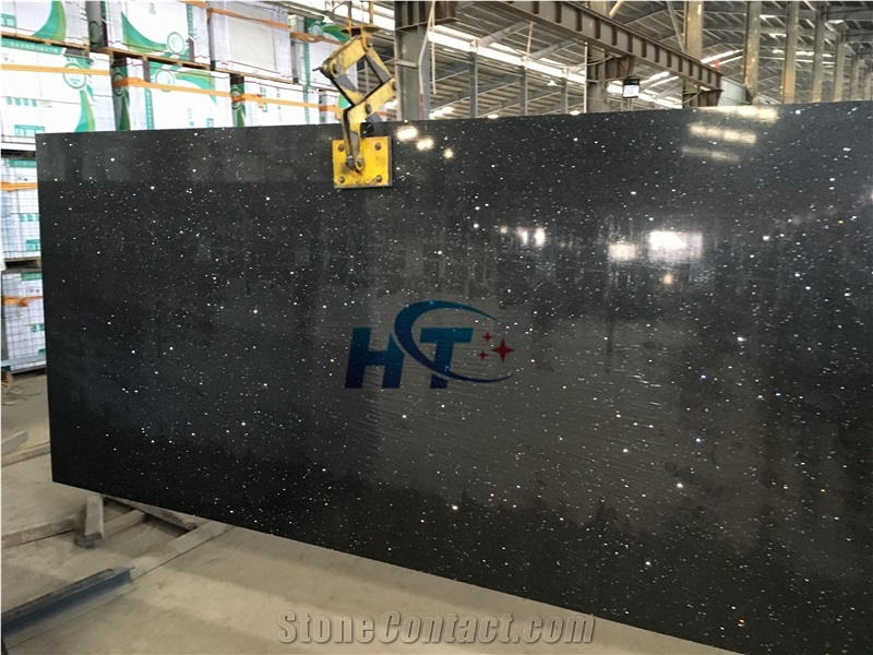 2666 Black Sparkle Solid Surface Sheets/Engineered Stone/ Quartz Stone Slabs/ Quartz Stone Tiles
