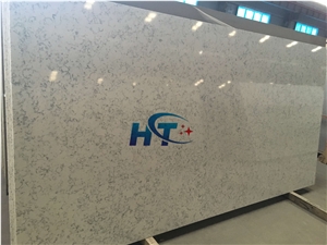 688 Carrara White Marble Look Quartz Stone Solid Surfaces Polished Slabs Tiles, Engineered Artificial Stone Slabs for Kitchen Bathroom