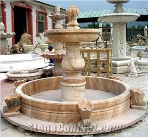 Beige Limestone Sculptured Fountain&Granite Floating Sphere Fountain&Handcarved Exterior Fountains for Garden Decoration& Large Garden Water Fountain