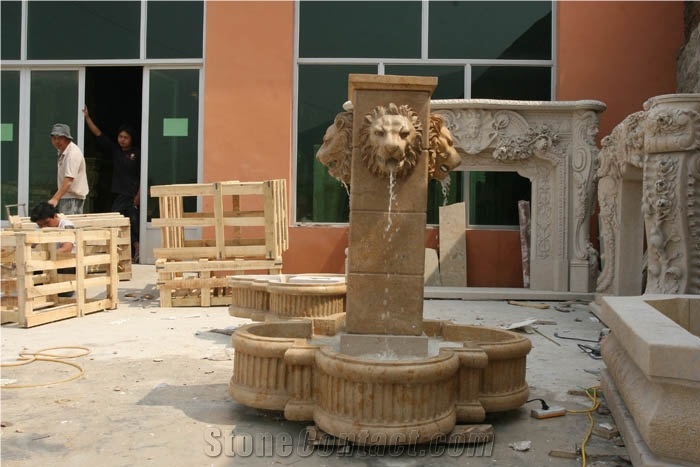 Beige Limestone Sculptured Fountain&Granite Floating Sphere Fountain&Handcarved Exterior Fountains for Garden Decoration& Large Garden Water Fountain