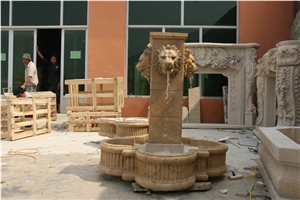 Beige Limestone Sculptured Fountain&Granite Floating Sphere Fountain&Handcarved Exterior Fountains for Garden Decoration& Large Garden Water Fountain