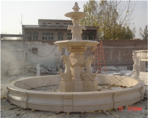 Beige Limestone Sculptured Fountain&Granite Floating Sphere Fountain&Handcarved Exterior Fountains for Garden Decoration& Large Garden Water Fountain