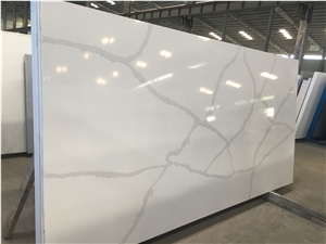Calacatta White Marble Look Quartz Stone Solid Surfaces Polished Slabs & Tiles Engineered Stone Artificial Stone Slabs for Hotel Kitchen
