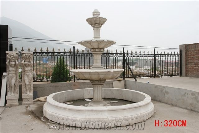 China White Marble Sculptured Fountain&Granite Floating Sphere Fountain&Handcarved Exterior Fountains for Garden Decoration& Large Garden Water Fountain