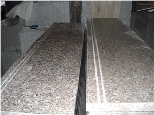 G635 Padang Pink,Padang Rosa,Pearl Rose,Pink Flower Granite,Red Cheap Granite in Stair Steps with Anti Slip, Bullnose Round Long Edge, Treads and Risers