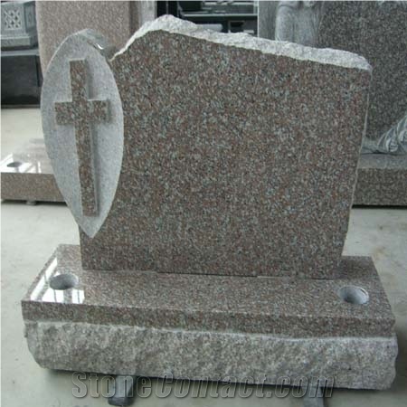 G664 Cross European Popular Style Granite Tombstone Sculptured Statue,Hand Carving for Outdoor & Garden