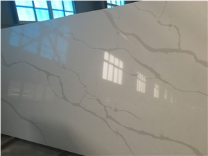 Marble Look Design Quartz Stone, Artificial Quartz Stone, Artificial Calacatta White Marble Quartz Stone Solid Surfaces