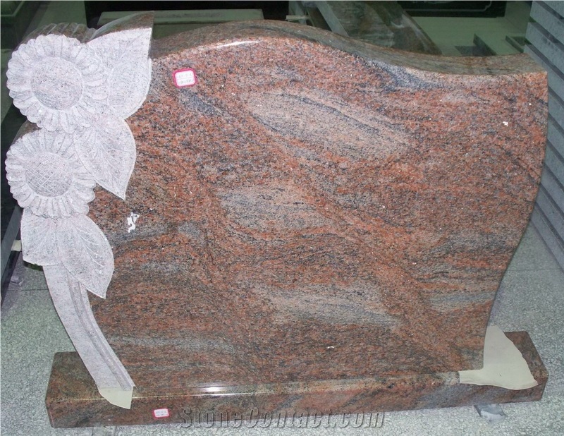 Multicolor Red Polished European Tombstone & Monument
