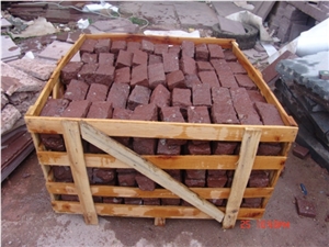 Natural Red Porphyry Cube Stone(No Black Spot)Dayang Red Porphyry Cube Stone,G699 Granite Cobble Paver/Red Granite,Putian Red,Dayang Red Porphyry Cube Stone,G699 Granite/Natural Granite Patio Paving