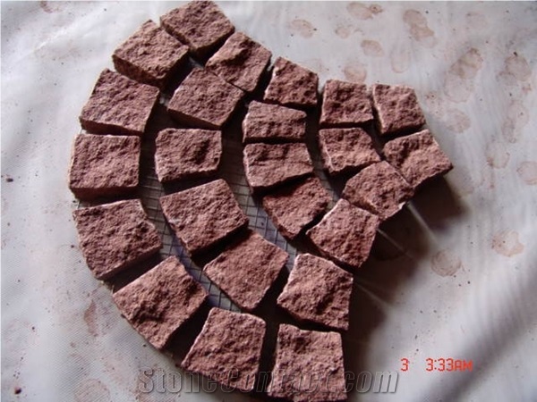Natural Red Porphyry Cube Stone(No Black Spot)Dayang Red Porphyry Cube Stone,G699 Granite Cobble Paver/Red Granite,Putian Red,Dayang Red Porphyry Cube Stone,G699 Granite/Natural Granite Patio Paving