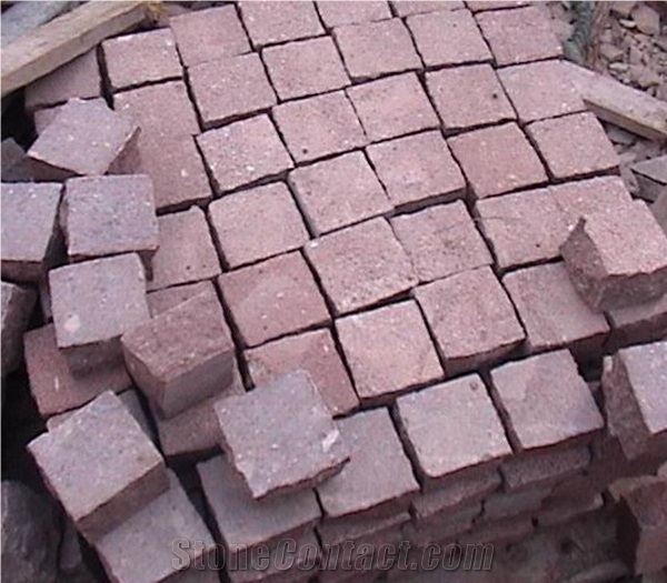 Natural Red Porphyry Cube Stone(No Black Spot)Dayang Red Porphyry Cube Stone,G699 Granite Cobble Paver/Red Granite,Putian Red,Dayang Red Porphyry Cube Stone,G699 Granite/Natural Granite Patio Paving