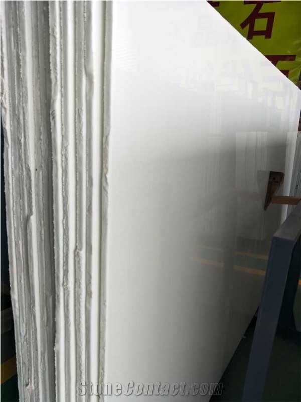 White Artificial Nano Glass Marble Slabs,Tile,Shower Wall Panel Solid Surface