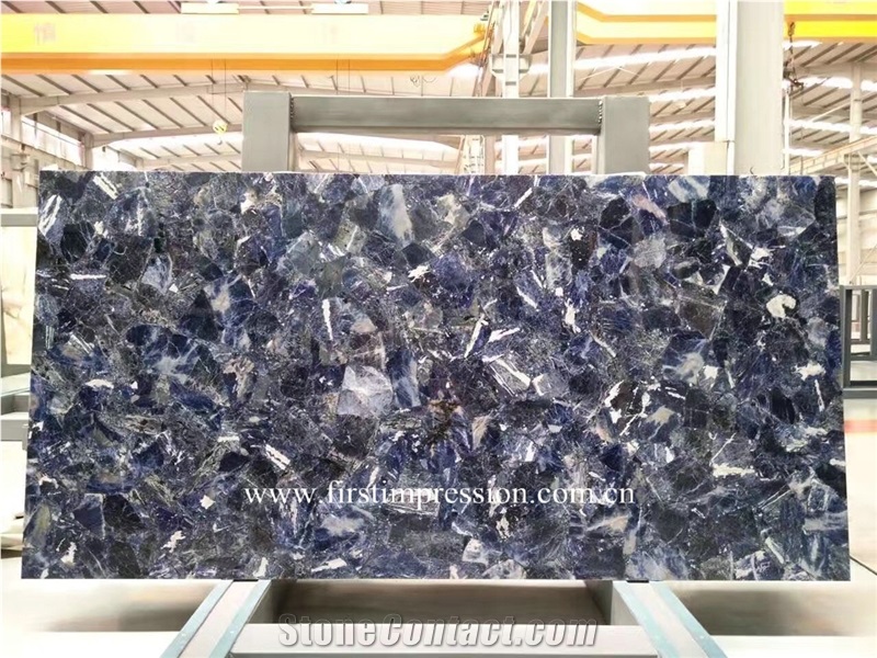 Azul Bahia Semi Precious Stone Slabs ,Sodalite Blue Jasper Backlit,Azule Bahia Gemstone Slabs ,Blue Semiprecious Stone Slabs,Semi Precious Tiles,Gmestone Tiles,Gemstone Slabs, Semi Precious Slabs