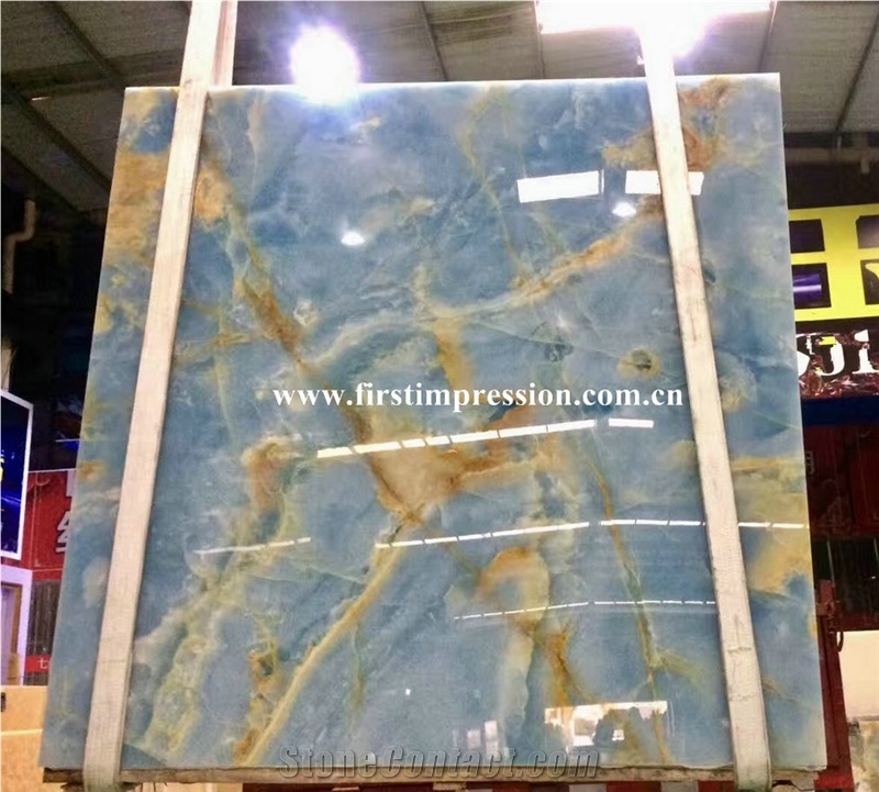 Best Price Blue Onyx Slabs & Tiles/New Polished Blue Onyx Floor Covering Tiles/Beautiful Blue Onyx Big Slabs