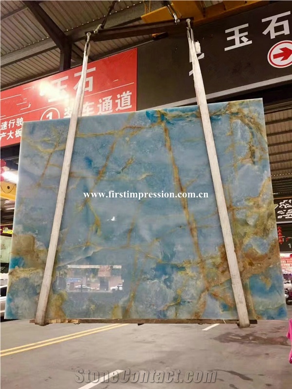 Best Price Blue Onyx Slabs & Tiles/New Polished Blue Onyx Floor Covering Tiles/Beautiful Blue Onyx Big Slabs