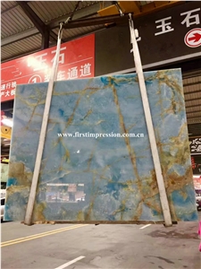 Best Price Blue Onyx Slabs & Tiles/New Polished Blue Onyx Floor Covering Tiles/Beautiful Blue Onyx Big Slabs