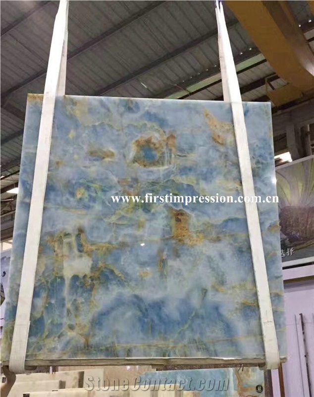 Best Price Blue Onyx Slabs & Tiles/New Polished Blue Onyx Floor Covering Tiles/Beautiful Blue Onyx Big Slabs