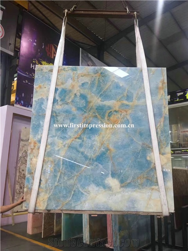 Best Price Blue Onyx Slabs & Tiles/New Polished Blue Onyx Floor Covering Tiles/Beautiful Blue Onyx Big Slabs