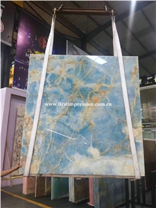 Best Price Blue Onyx Slabs & Tiles/New Polished Blue Onyx Floor Covering Tiles/Beautiful Blue Onyx Big Slabs