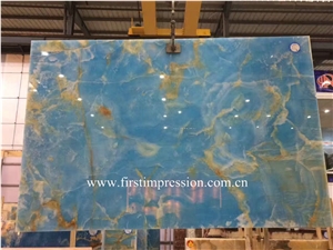 Blue Onyx Slab /High Polished Blue Onyx Slab and Tiles /Blue Onyx Floor Tiles /Onyx Tiles /Onyx Slab /