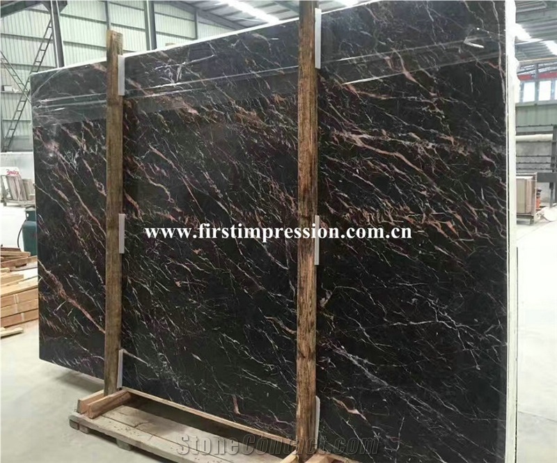 Cheap Tulip Brown Marquina Slabs/Brown St Laurent/Saint Laurent Brown Marble Slabs & Tiles/Tulip Marble Tiles & Slabs/China Tulip Marble Tiles & Slabs/Portoro Gold Marble/Gold & Jade Marble