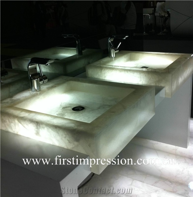 Crystal White Gemstone Bathroom Design/White Crystal Precious Stone Bathroom Countertop/White Luxury Bathroom Ideas /White Crystal Backlit Gemstone Bathroom /White Crystal Wall Panel