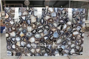 Grey Agate Gemstone Slab / Grey Semi Precious Stone /Light Grey Gemstone for Wall Covering&Flooring/Semi Precious Stone Panels/Grey Precious Stone/Semi-Precious Stone Slab