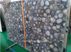 Grey Agate Slab & Customized /Gemstone Floor Covering/Light Grey Semi Precious Stone Panels/Semi Precious Stone Flooring/Gemstone Interior Decoration/Polished Brazil Agate Semiprecious Stone Big Slabs