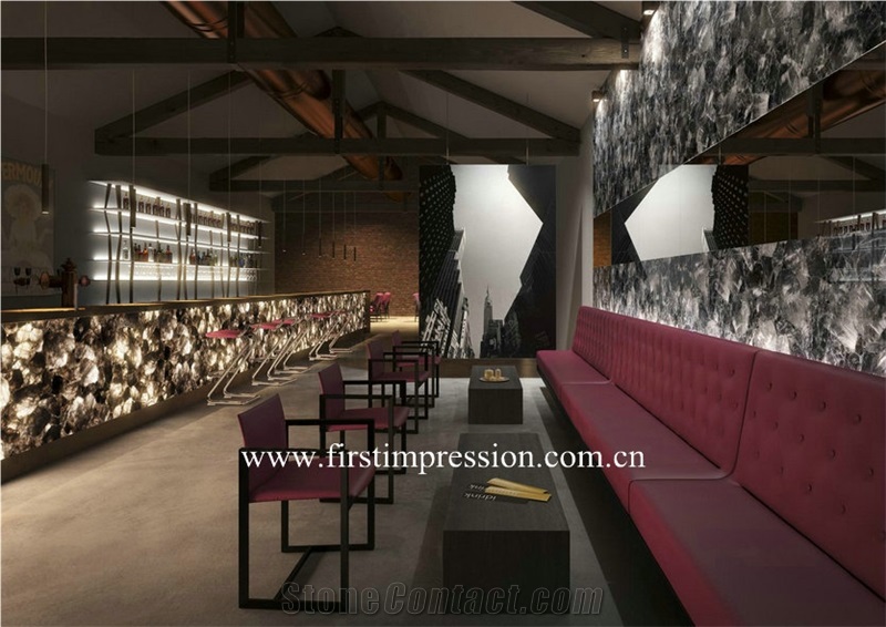 Grey Quartz Gemstonee Bar Top Backlit ,Smoke Crystal Semi Precious Stone Wall Tiles ,Semiprecious Stone Panels,Grey Gemstone ,Precious Stone Slabs,Grey Gemstone Bar Top,Grey Quartz Semi Precious Top