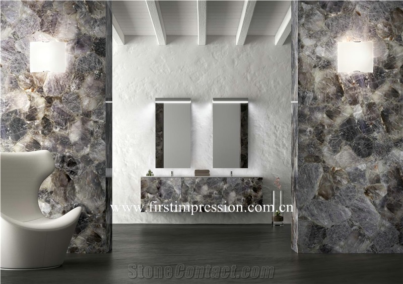 Grey Quartz Gemstonee Bar Top Backlit ,Smoke Crystal Semi Precious Stone Wall Tiles ,Semiprecious Stone Panels,Grey Gemstone ,Precious Stone Slabs,Grey Gemstone Bar Top,Grey Quartz Semi Precious Top
