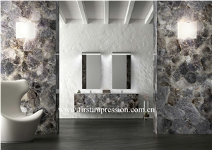 Grey Quartz Gemstonee Bar Top Backlit ,Smoke Crystal Semi Precious Stone Wall Tiles ,Semiprecious Stone Panels,Grey Gemstone ,Precious Stone Slabs,Grey Gemstone Bar Top,Grey Quartz Semi Precious Top