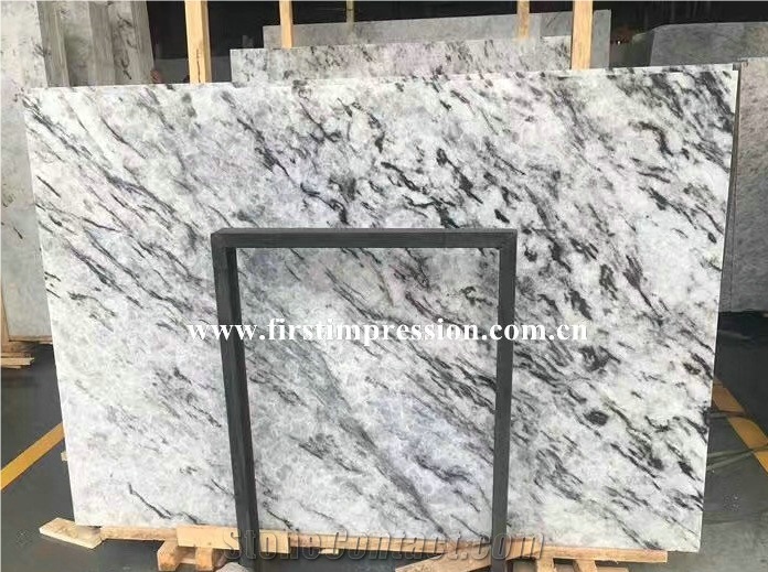 High Quality Ice Blue Crystal Marble Slabs & Tiles/Black Vein Light Transfer Bookmatch Stone Slabs/Tiles/Cut to Size/Project/Wall Cladding/Background/Interior Decoration Stone
