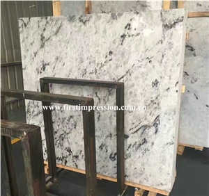 High Quality Ice Blue Crystal Marble Slabs & Tiles/Black Vein Light Transfer Bookmatch Stone Slabs/Tiles/Cut to Size/Project/Wall Cladding/Background/Interior Decoration Stone