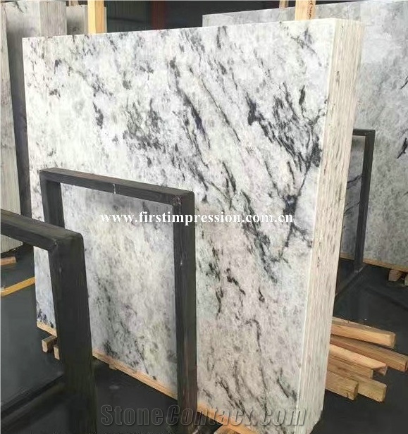 High Quality Ice Blue Crystal Marble Slabs & Tiles/Black Vein Light Transfer Bookmatch Stone Slabs/Tiles/Cut to Size/Project/Wall Cladding/Background/Interior Decoration Stone