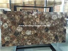 Hot Sale Best Price Brown Petrified Wood(Round Wood)/Semiprecious Stone Slab&Customized/Semi Precious Stone Slab for Wall Cladding&Flooring/Semi-Precious Stone Panel/Interior Decoration Gemstone Slabs