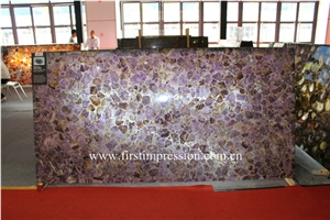 Lilac Grystal Semi-Precious Stone Tops,Amethyst Semiprecious Slab Backlit, Purple Crystal Stone Panels, Semi Precious Stone Slabs, Violet Crystal Gemstone,Purple Gemstone Luxury Material
