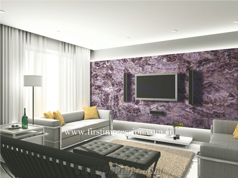 Lilac Grystal Semi-Precious Stone Tops,Amethyst Semiprecious Slab Backlit, Purple Crystal Stone Panels, Semi Precious Stone Slabs, Violet Crystal Gemstone,Purple Gemstone Luxury Material