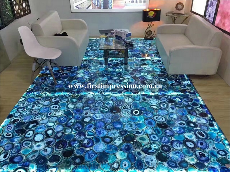 Luxury Blue Agate Slab & Tile/Semiprecious Stone Gemstone Stone/Transperant Countertop Intertior Wall Cladding High Polished Big Slabs