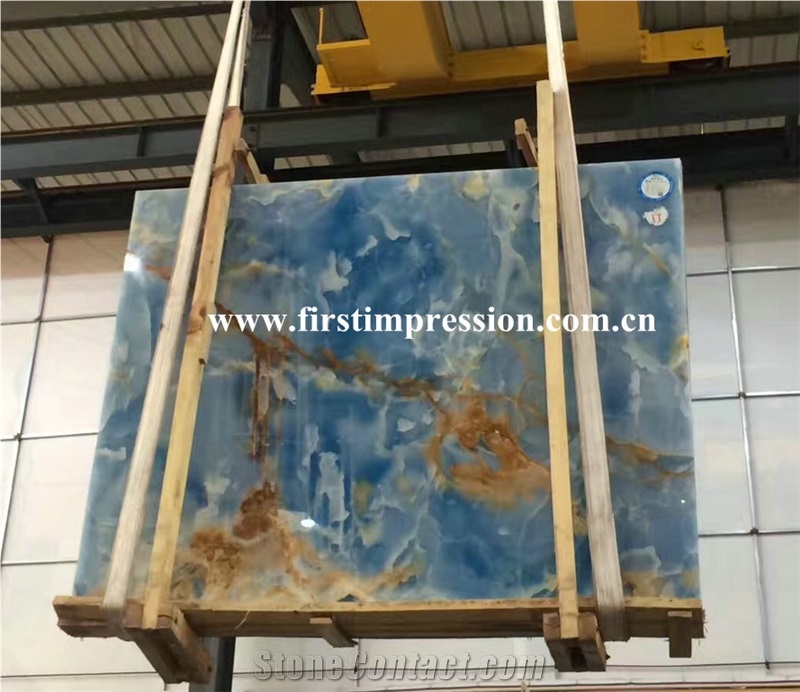 Luxury High Quality & Best Price Blue Onyx Slabs & Tiles/New Polished Blue Onyx Floor Covering Tiles/Beautiful Blue Onyx Big Slabs