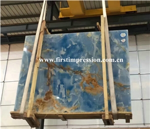 Luxury High Quality & Best Price Blue Onyx Slabs & Tiles/New Polished Blue Onyx Floor Covering Tiles/Beautiful Blue Onyx Big Slabs